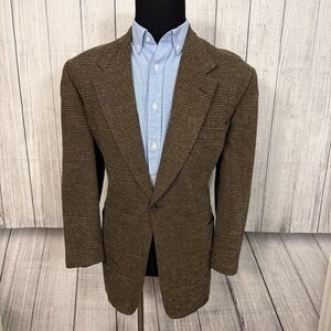 VTG Jhane Barnes 42R Brown Wool Single-Button Ventless Sports Coat